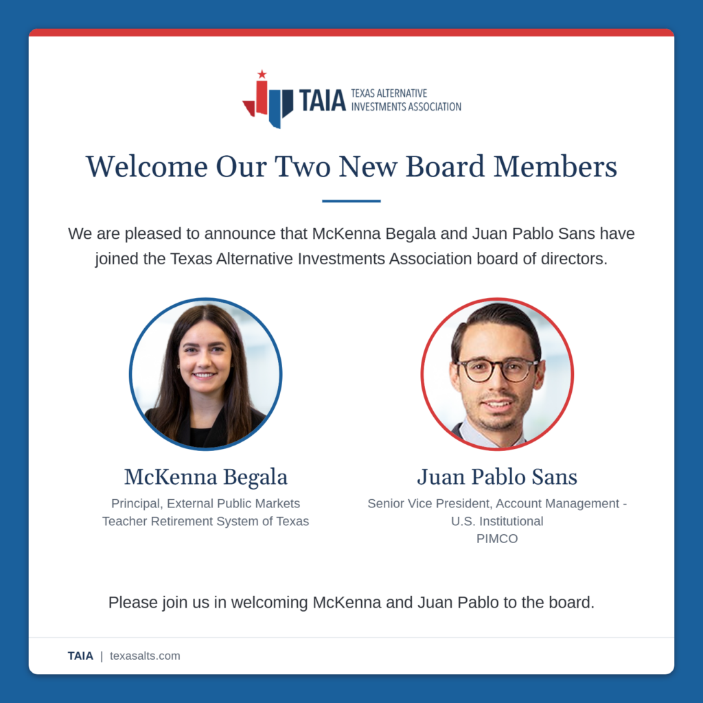 Welcome new board members McKenna Begala and Juan Pablo Sans